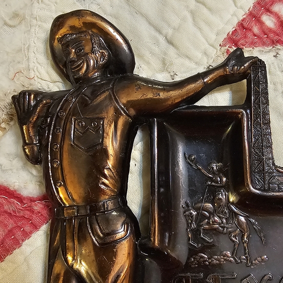 Big Tex Texas Vintage Antique Copper Ashtray Souvenir - Picture 3 of 13